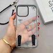 قاب گوشی iPhone 16 Pro Max آیفون طلقی شفاف شیشه ای فانتزی دارای آویزبند چرمی فلزی طرح پاپیون کد 153823
