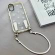 قاب گوشی iPhone 17 آیفون طلقی شفاف شیشه ای فانتزی دارای آویزبند چرمی فلزی طرح گل های بابونه کد 153827