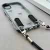 قاب گوشی iPhone 17 آیفون طلقی شفاف شیشه ای فانتزی دارای آویزبند چرمی فلزی طرح پاپیون کد 153828