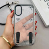 قاب گوشی iPhone 17 آیفون طلقی شفاف شیشه ای فانتزی دارای آویزبند چرمی فلزی طرح پاپیون کد 153828