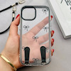 قاب گوشی iPhone 13 - iPhone 14 آیفون طلقی شفاف شیشه ای فانتزی دارای آویزبند چرمی فلزی طرح پاپیون کد 153829