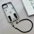 قاب گوشی iPhone 13 - iPhone 14 آیفون طلقی شفاف شیشه ای فانتزی دارای آویزبند چرمی فلزی طرح پاپیون کد 153829