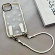 قاب گوشی iPhone 13 - iPhone 14 آیفون طلقی شفاف شیشه ای فانتزی دارای آویزبند چرمی فلزی طرح گل های بابونه کد 153830