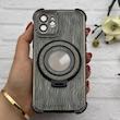 قاب گوشی iPhone 12 آیفون مگ سیف استندشو الکتروپلیتینگ شاین اورجینال YOCOROL محافظ لنزدار خاکستری کد 153839