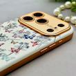 قاب گوشی iPhone 17 Pro آیفون اورجینال یونیک کیس چرمی لاکچری محافظ لنزدار طرح پروانه کیوت کد 154161
