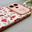 قاب گوشی iPhone 16 آیفون اورجینال یونیک کیس چرمی لاکچری محافظ لنزدار طرح گل کیوت کد 154177
