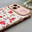 قاب گوشی iPhone 13 آیفون اورجینال یونیک کیس چرمی لاکچری محافظ لنزدار طرح گل کیوت کد 154180