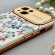 قاب گوشی iPhone 13 آیفون اورجینال یونیک کیس چرمی لاکچری محافظ لنزدار طرح پروانه کیوت کد 154182