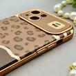 قاب گوشی iPhone 13 آیفون اورجینال یونیک کیس چرمی لاکچری محافظ لنزدار طرح پلنگی کیوت کد 154185