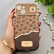 قاب گوشی iPhone 13 آیفون اورجینال یونیک کیس چرمی لاکچری محافظ لنزدار طرح پلنگی کیوت کد 154185