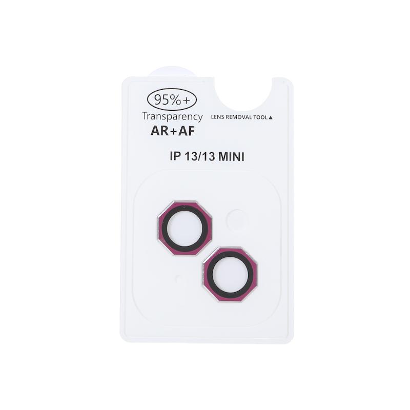 محافظ لنز iPhone 13 - 13 Mini آیفون رینگی فلزی - شیشه ای اورجینال چند ضلعی AR AF دو عددی صورتی کد 99058