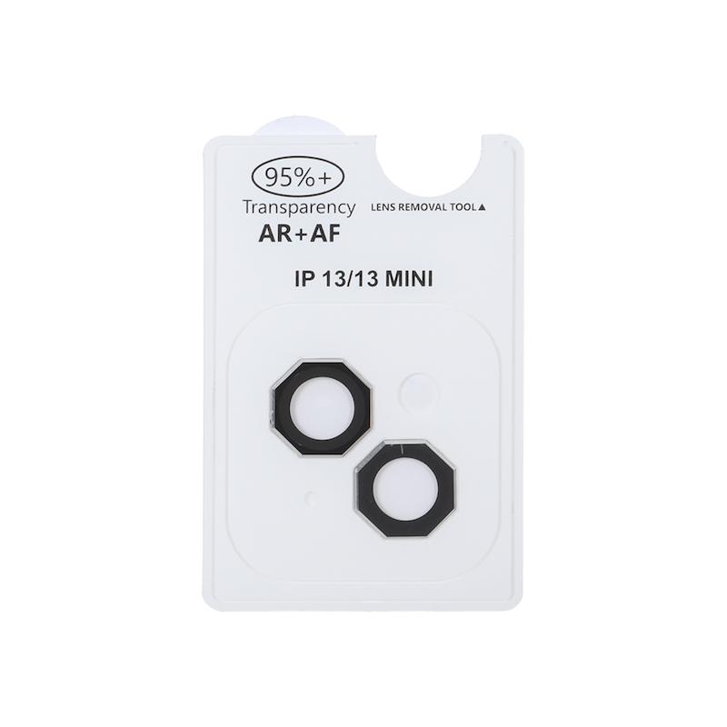 محافظ لنز iPhone 13 - 13 Mini آیفون رینگی فلزی - شیشه ای اورجینال چند ضلعی AR AF دو عددی مشکی کد 99061