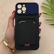 قاب گوشی iPhone 12 Pro Max آیفون HARD سخت جاکارتی دار محافظ لنز دار کشویی سرمه ای کد 156286