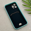 قاب گوشی iPhone 12 Pro Max آیفون HARD سخت جاکارتی دار محافظ لنز دار کشویی سبزآبی کد 156287