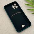 قاب گوشی iPhone 12 Pro Max آیفون HARD سخت جاکارتی دار محافظ لنز دار کشویی سبز تیره کد 156288