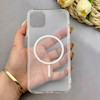 قاب گوشی iPhone 11 Pro Max آیفون اورجینال طلقی شیشه ای شفاف ایربگ دار کپسولی مگ سیف دار Magnetic سفید کد 155149