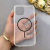قاب گوشی iPhone 12 Pro Max آیفون اورجینال طلقی شیشه ای شفاف ایربگ دار کپسولی مگ سیف دار Magnetic مشکی کد 155156