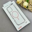 قاب گوشی iPhone 12 Pro Max آیفون اورجینال طلقی شیشه ای شفاف ایربگ دار کپسولی مگ سیف دار Magnetic صورتی کد 155159