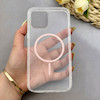 قاب گوشی iPhone 12 Pro Max آیفون اورجینال طلقی شیشه ای شفاف ایربگ دار کپسولی مگ سیف دار Magnetic صورتی کد 155159