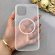 قاب گوشی iPhone 12 Pro Max آیفون اورجینال طلقی شیشه ای شفاف ایربگ دار کپسولی مگ سیف دار Magnetic صورتی کد 155159