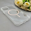 قاب گوشی iPhone 12 Pro Max آیفون اورجینال طلقی شیشه ای شفاف ایربگ دار کپسولی مگ سیف دار Magnetic صورتی کد 155159