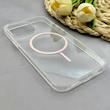 قاب گوشی iPhone 13 Pro Max آیفون اورجینال طلقی شیشه ای شفاف ایربگ دار کپسولی مگ سیف دار Magnetic صورتی کد 155167