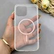 قاب گوشی iPhone 13 Pro Max آیفون اورجینال طلقی شیشه ای شفاف ایربگ دار کپسولی مگ سیف دار Magnetic صورتی کد 155167