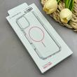 قاب گوشی iPhone 13 Pro Max آیفون اورجینال طلقی شیشه ای شفاف ایربگ دار کپسولی مگ سیف دار Magnetic صورتی کد 155167