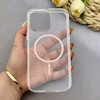 قاب گوشی iPhone 14 Pro Max آیفون اورجینال طلقی شیشه ای شفاف ایربگ دار کپسولی مگ سیف دار Magnetic صورتی کد 155176