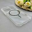 قاب گوشی iPhone 15 Pro Max آیفون اورجینال طلقی شیشه ای شفاف ایربگ دار کپسولی مگ سیف دار Magnetic مشکی کد 155178