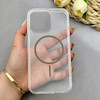 قاب گوشی iPhone 15 Pro Max آیفون اورجینال طلقی شیشه ای شفاف ایربگ دار کپسولی مگ سیف دار Magnetic قهوه ای کد 155180
