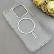 قاب گوشی iPhone 15 Pro Max آیفون اورجینال طلقی شیشه ای شفاف ایربگ دار کپسولی مگ سیف دار Magnetic صورتی کد 155182