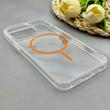 قاب گوشی iPhone 15 Pro Max آیفون اورجینال طلقی شیشه ای شفاف ایربگ دار کپسولی مگ سیف دار Magnetic نارنجی کد 155183