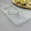 قاب گوشی iPhone 16 Pro Max آیفون اورجینال طلقی شیشه ای شفاف ایربگ دار کپسولی مگ سیف دار Magnetic طوسی کد 155189