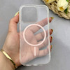 قاب گوشی iPhone 16 Pro آیفون اورجینال طلقی شیشه ای شفاف ایربگ دار کپسولی مگ سیف دار Magnetic صورتی کد 155194