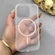قاب گوشی iPhone 16 Pro آیفون اورجینال طلقی شیشه ای شفاف ایربگ دار کپسولی مگ سیف دار Magnetic صورتی کد 155194