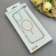 قاب گوشی iPhone 16 Pro آیفون اورجینال طلقی شیشه ای شفاف ایربگ دار کپسولی مگ سیف دار Magnetic نارنجی کد 155196