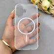 قاب گوشی iPhone 16 آیفون اورجینال طلقی شیشه ای شفاف ایربگ دار کپسولی مگ سیف دار Magnetic سفید کد 155199