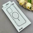 قاب گوشی iPhone 16 آیفون اورجینال طلقی شیشه ای شفاف ایربگ دار کپسولی مگ سیف دار Magnetic مشکی کد 155200