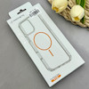 قاب گوشی iPhone 16 آیفون اورجینال طلقی شیشه ای شفاف ایربگ دار کپسولی مگ سیف دار Magnetic نارنجی کد 155203
