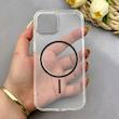قاب گوشی iPhone 15 آیفون اورجینال طلقی شیشه ای شفاف ایربگ دار کپسولی مگ سیف دار Magnetic مشکی کد 155212