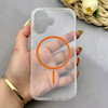 قاب گوشی iPhone 17 آیفون اورجینال طلقی شیشه ای شفاف ایربگ دار کپسولی مگ سیف دار Magnetic نارنجی کد 155214