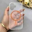 قاب گوشی iPhone 17 آیفون اورجینال طلقی شیشه ای شفاف ایربگ دار کپسولی مگ سیف دار Magnetic نارنجی کد 155214