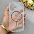 قاب گوشی iPhone 17 آیفون اورجینال طلقی شیشه ای شفاف ایربگ دار کپسولی مگ سیف دار Magnetic قهوه ای کد 155215