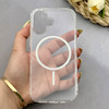 قاب گوشی iPhone 17 آیفون اورجینال طلقی شیشه ای شفاف ایربگ دار کپسولی مگ سیف دار Magnetic سفید کد 155217