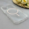 قاب گوشی iPhone 17 آیفون اورجینال طلقی شیشه ای شفاف ایربگ دار کپسولی مگ سیف دار Magnetic صورتی کد 155219