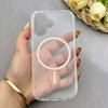 قاب گوشی iPhone 17 آیفون اورجینال طلقی شیشه ای شفاف ایربگ دار کپسولی مگ سیف دار Magnetic صورتی کد 155219