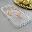 قاب گوشی iPhone 17 Pro آیفون اورجینال طلقی شیشه ای شفاف ایربگ دار کپسولی مگ سیف دار Magnetic نارنجی کد 155221