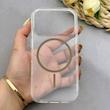 قاب گوشی iPhone 17 Pro آیفون اورجینال طلقی شیشه ای شفاف ایربگ دار کپسولی مگ سیف دار Magnetic قهوه ای کد 155222
