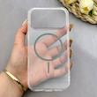 قاب گوشی iPhone 17 Pro Max آیفون اورجینال طلقی شیشه ای شفاف ایربگ دار کپسولی مگ سیف دار Magnetic طوسی کد 155229